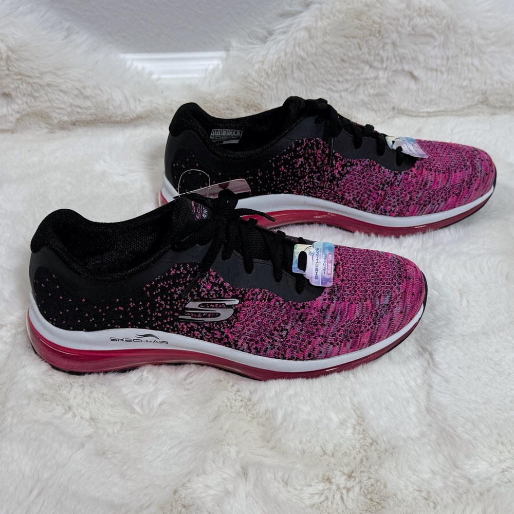 Skechers Skech-Air Air Cooled Memory Foam Shoes Black Pink Sneakers, Size 9.5